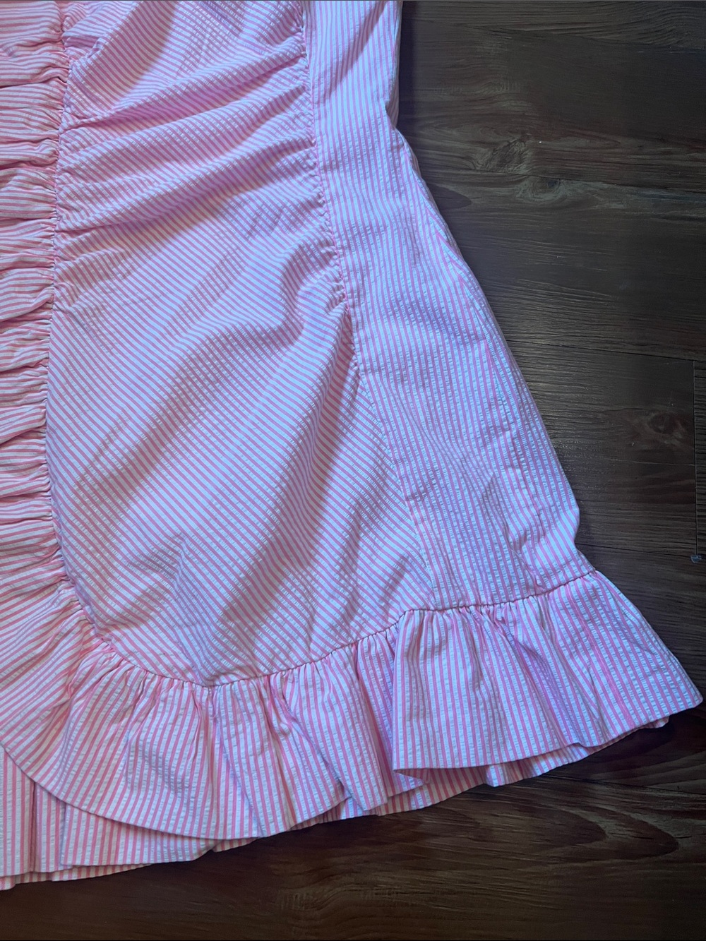 Lilly Pulitzer Pink & White Striped One-Shoulder Ruffle Summer Dress - Picture 4 of 7